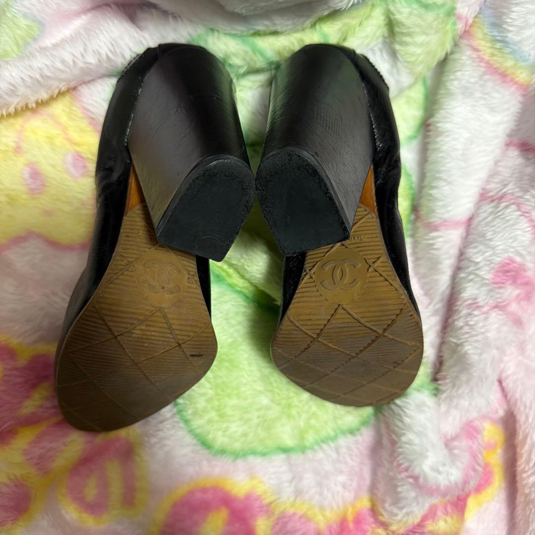 本物)CHANEL シャネル　ブラックレザー ハイヒール・パンプス