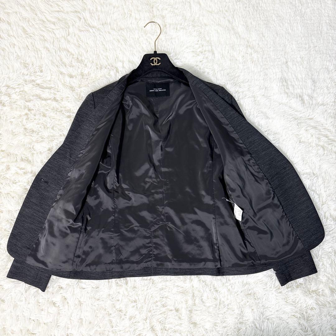 ☆極美品☆グリーンレーベルリクラシング パンツスーツ ノーカラー ストレッチ M