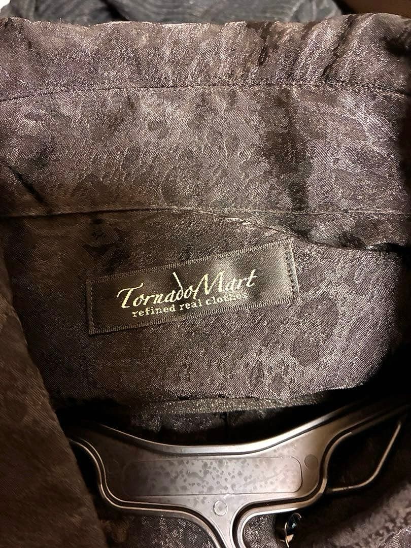 TORNADO MART シャドーレオパード ストレッチ ブラックシャツ