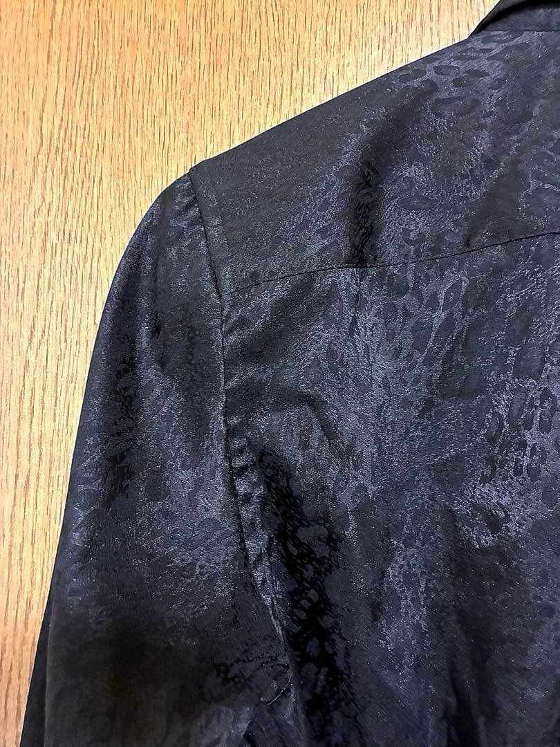 TORNADO MART シャドーレオパード ストレッチ ブラックシャツ