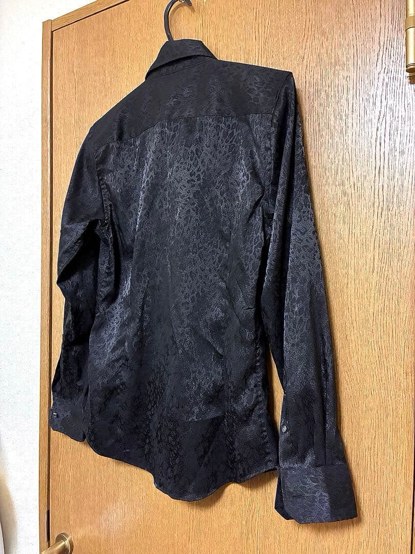 TORNADO MART シャドーレオパード ストレッチ ブラックシャツ