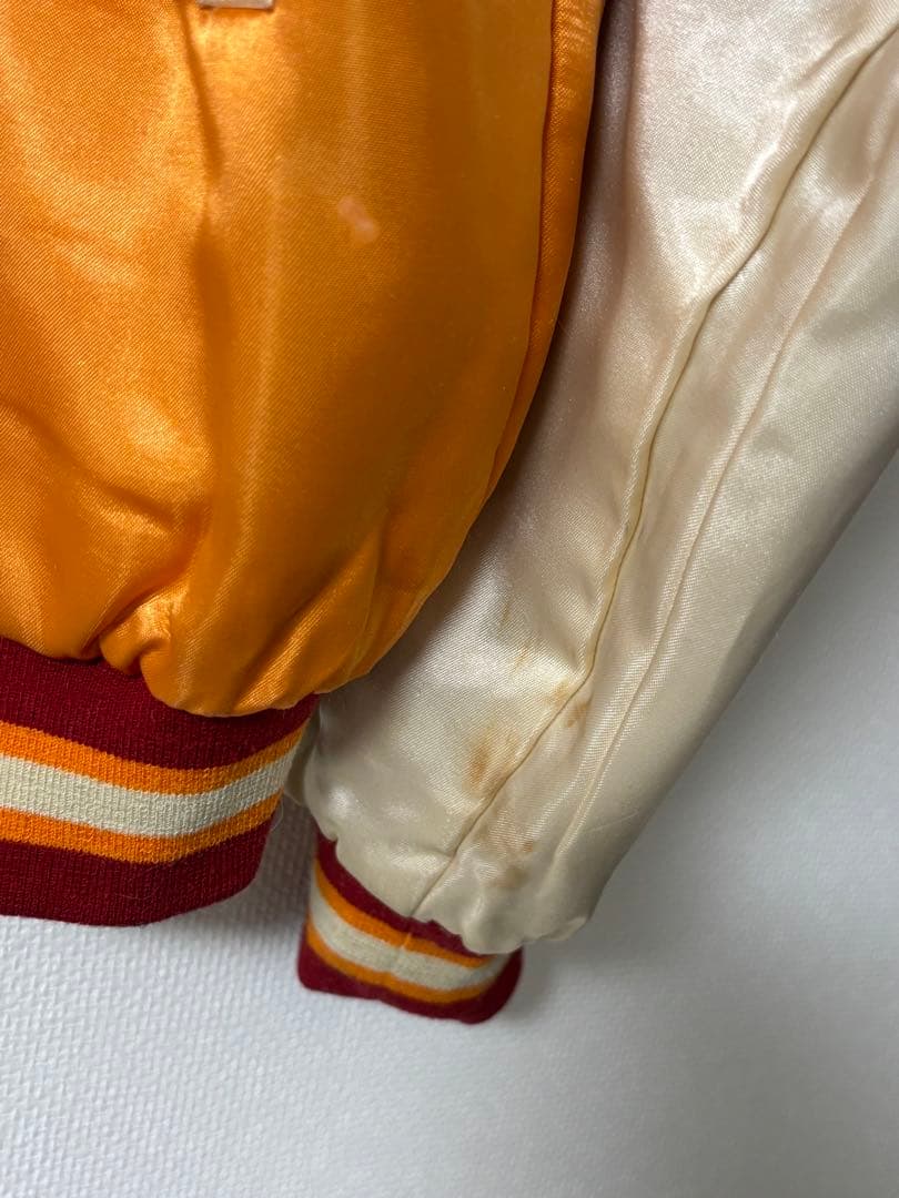 スカジャン バーガンディ オレンジ刺繍