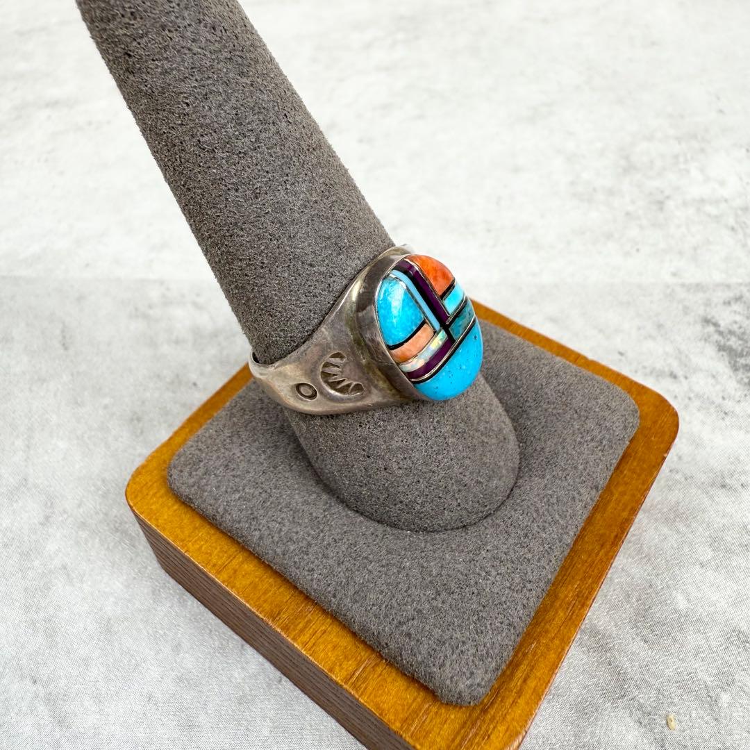 NAVAJO ナバホ ML刻印 マルチカラーインレイリング 20号