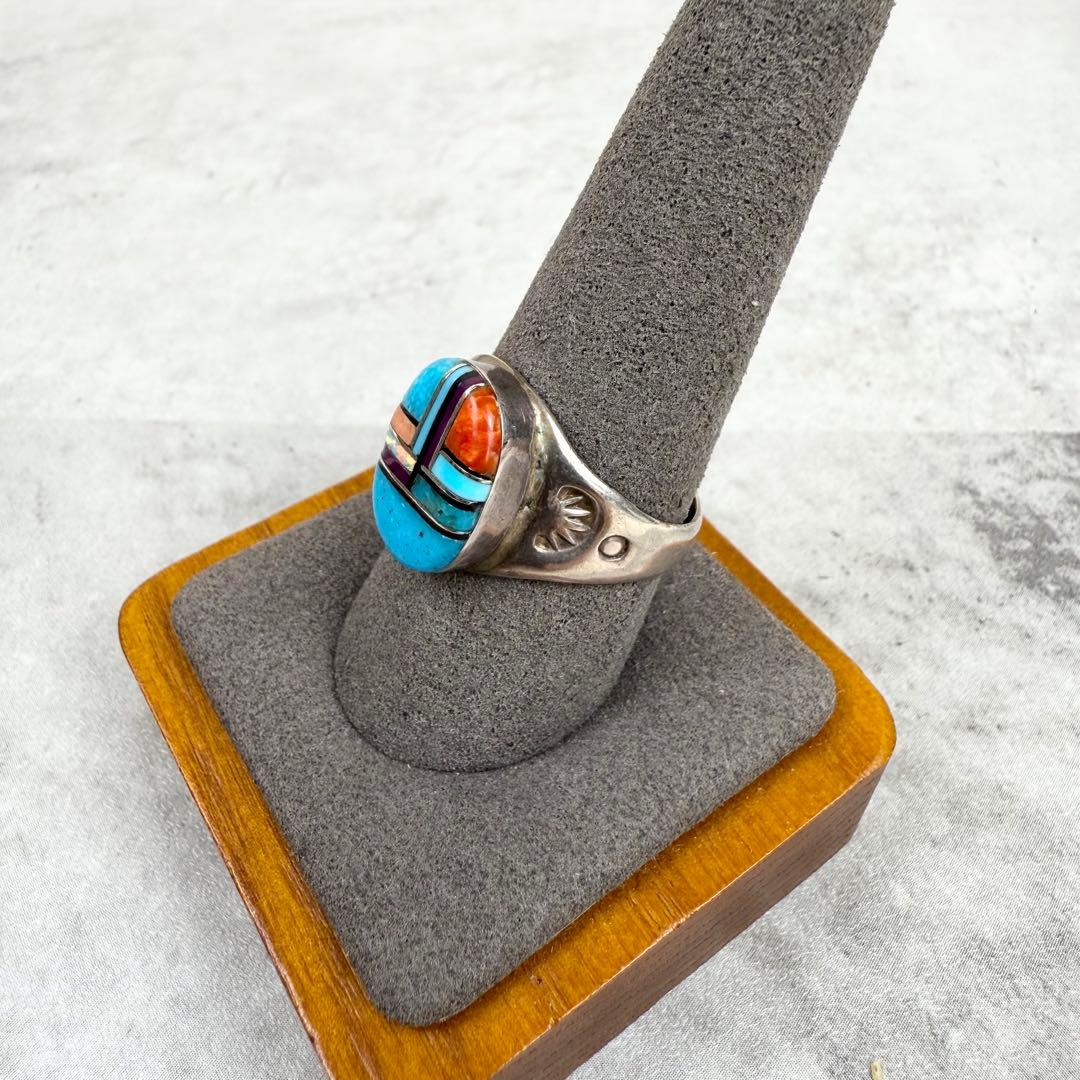 NAVAJO ナバホ ML刻印 マルチカラーインレイリング 20号