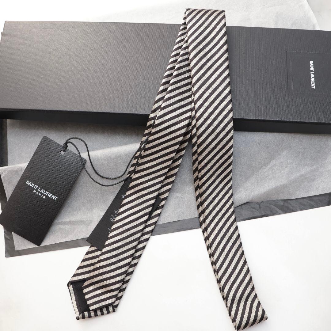 難あり未使用 サンローラン SAINT LAURENT ストライプ ネクタイ
