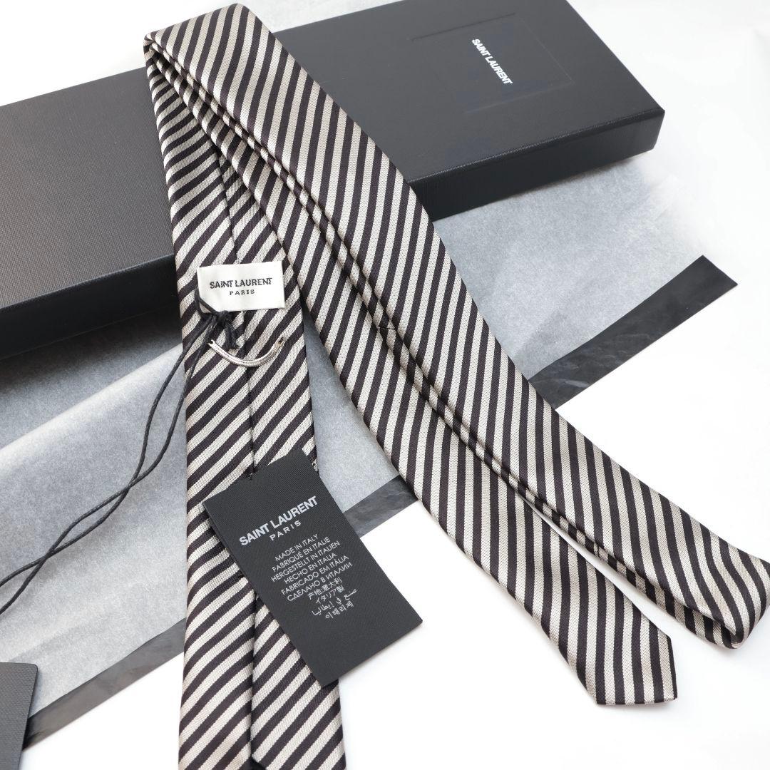 難あり未使用 サンローラン SAINT LAURENT ストライプ ネクタイ