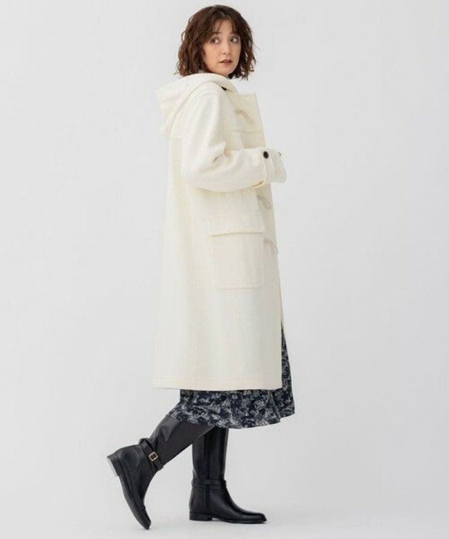 【美品】23区 ヘリンボーン ダッフルコート　アイボリー Mサイズ