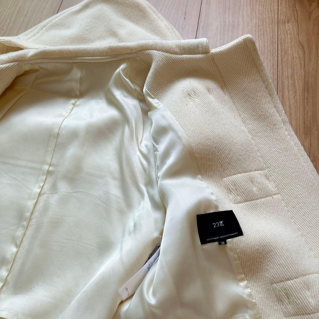 【美品】23区 ヘリンボーン ダッフルコート　アイボリー Mサイズ