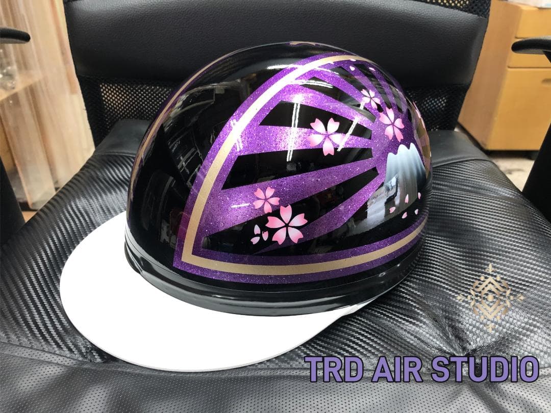 コルク半　カスタム　富士日章　三つボタン　黒紫　ラメ　桜　高級クリヤ