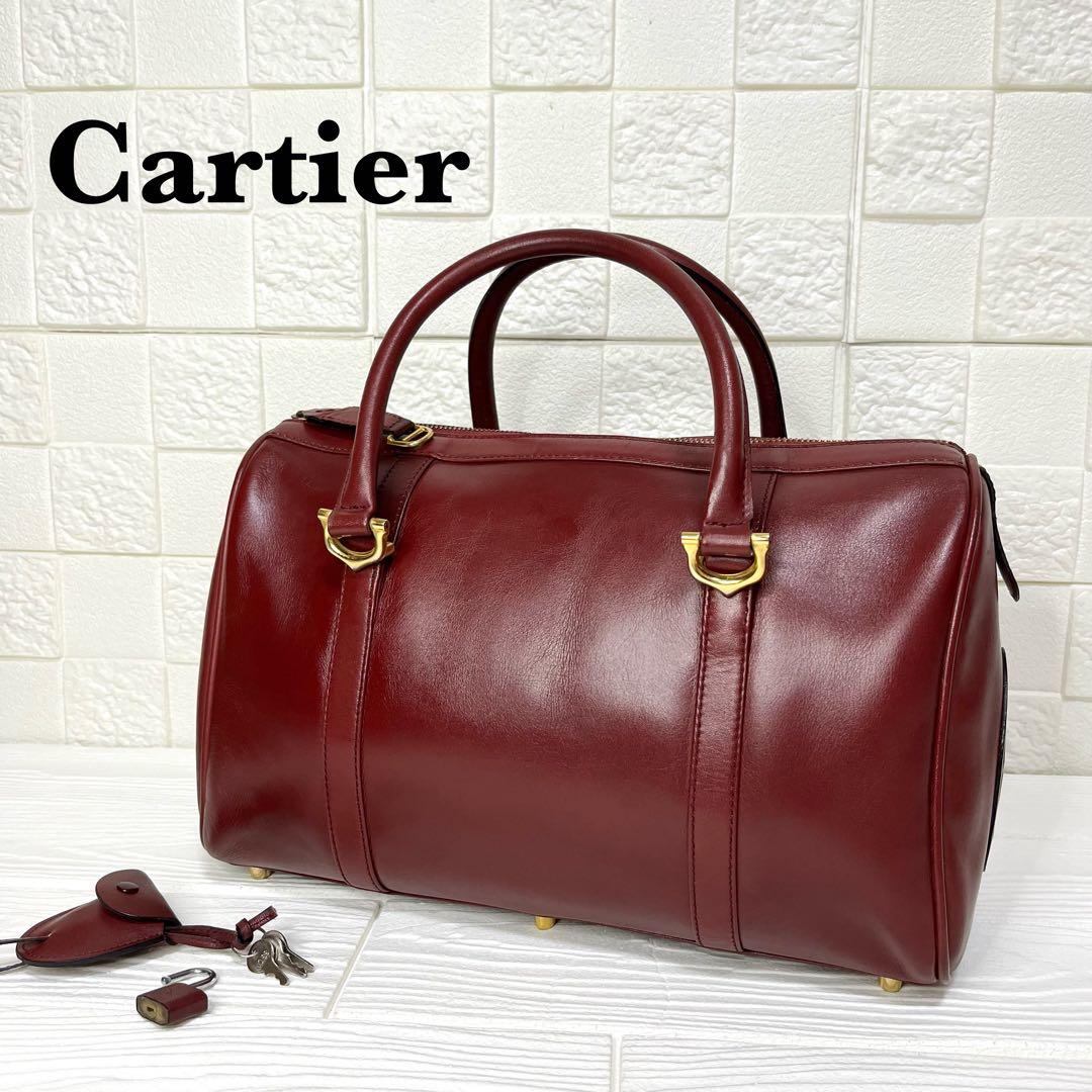 ✨上美品✨☘️Cartier☘️✨ボストンバッグ✨マストライン✨ボルドー✨南京錠✨