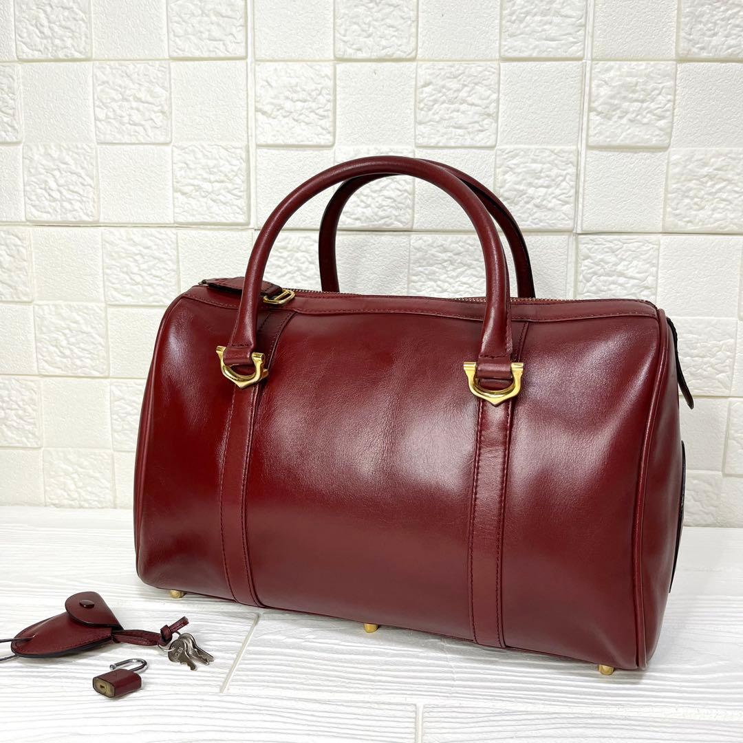 ✨上美品✨☘️Cartier☘️✨ボストンバッグ✨マストライン✨ボルドー✨南京錠✨