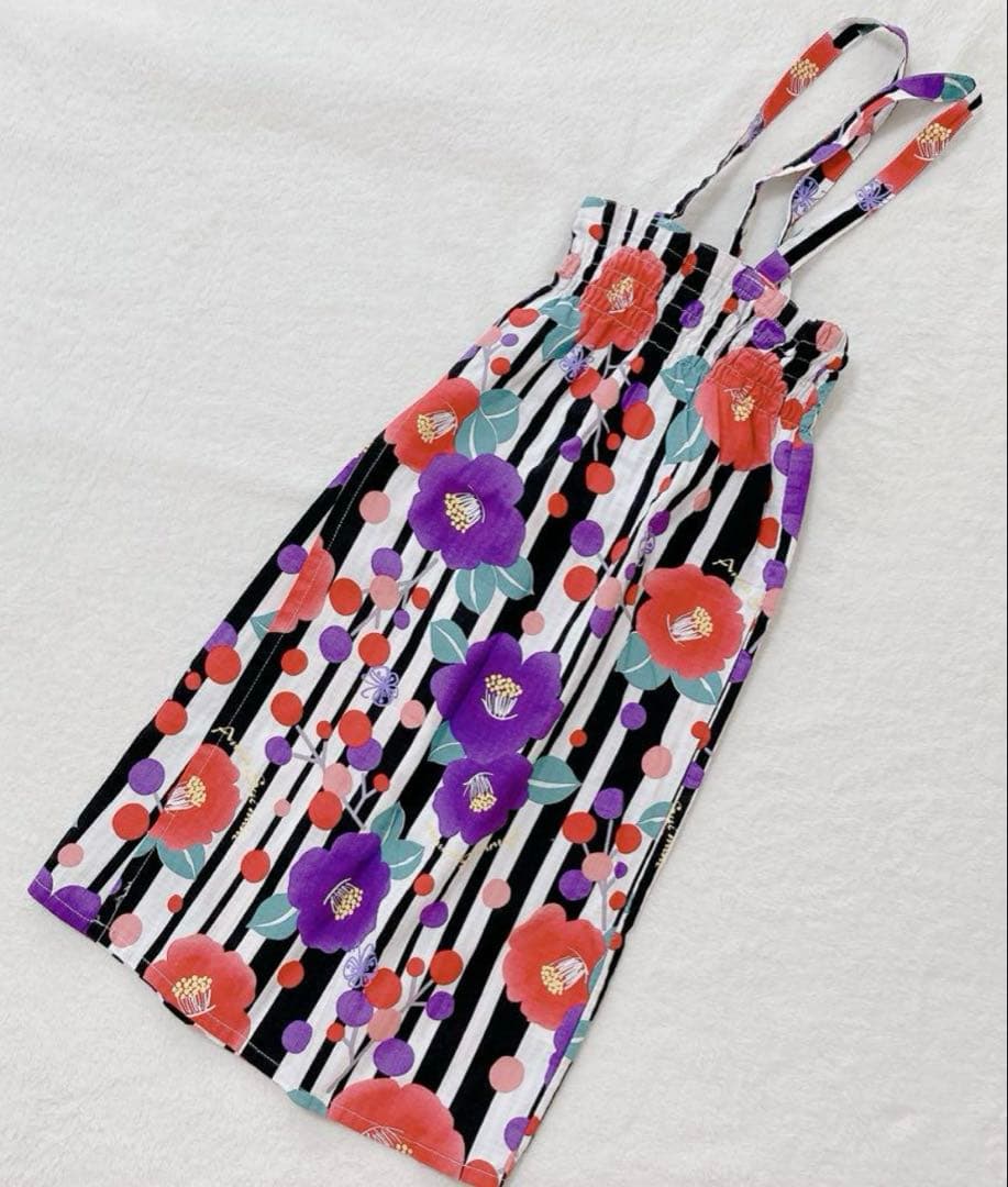 アナスイミニ浴衣120 蝶 花 ストライプ柄 サマードレス 甚平