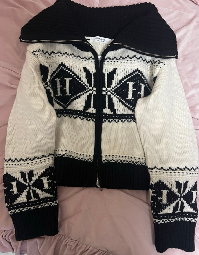 トップス Herlipto H Nordic Knit Zip Jacket