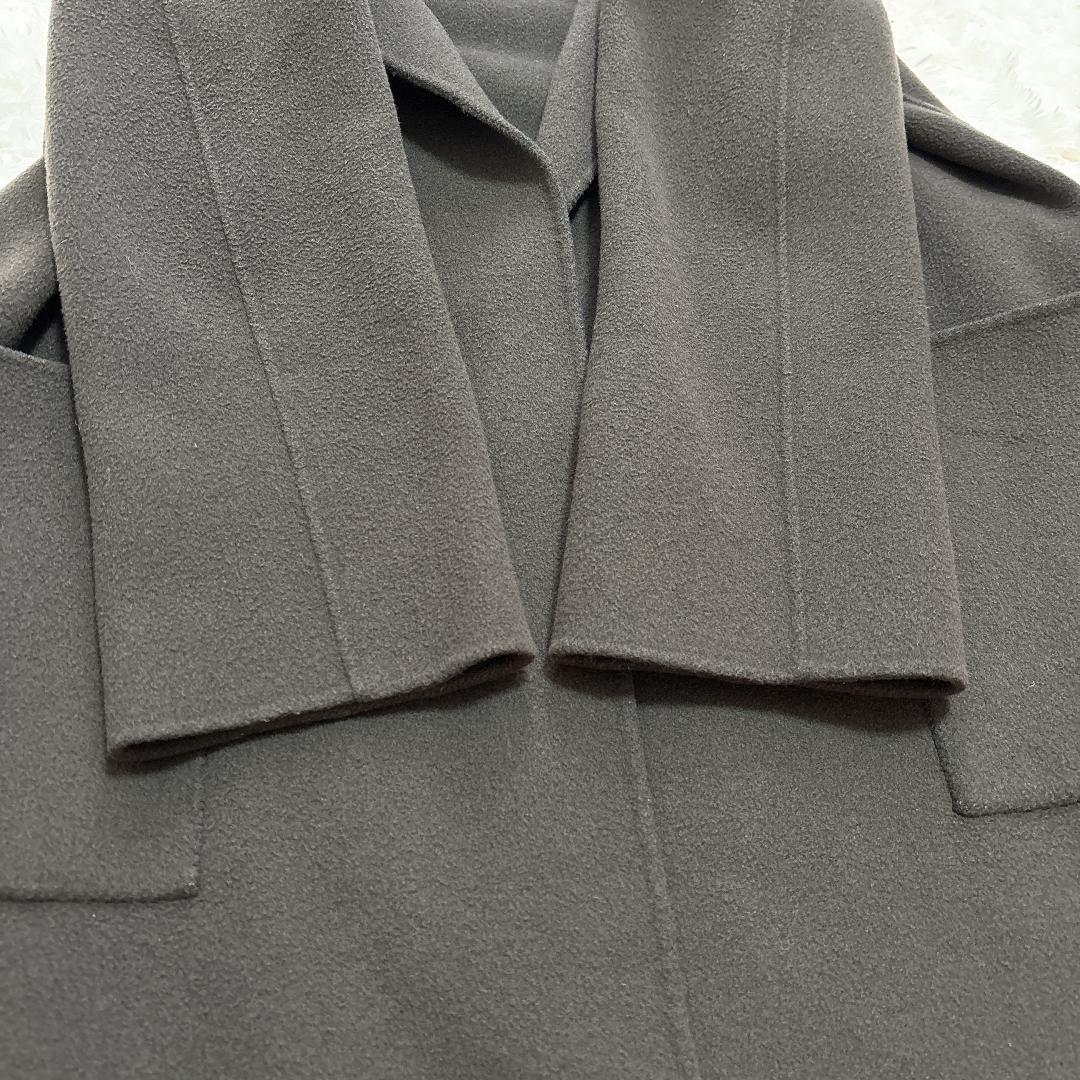 【極美品】NOBLE W/Ny リバーノーカラーコート ブラウンカーキ