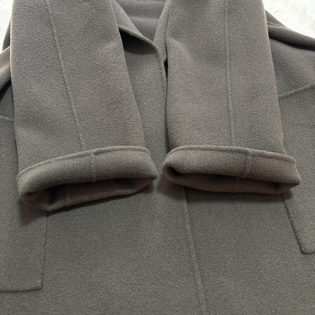 【極美品】NOBLE W/Ny リバーノーカラーコート ブラウンカーキ