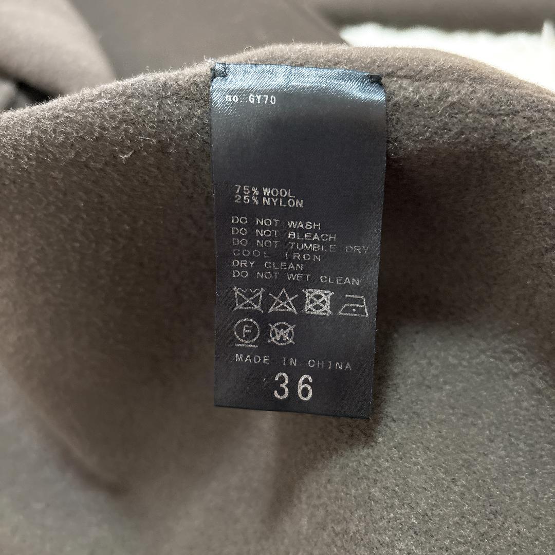 【極美品】NOBLE W/Ny リバーノーカラーコート ブラウンカーキ