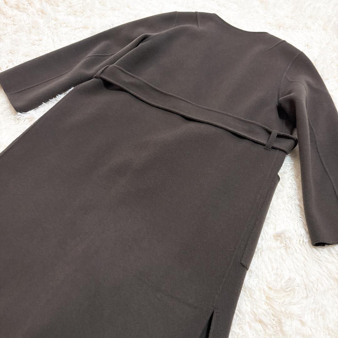 【極美品】NOBLE W/Ny リバーノーカラーコート ブラウンカーキ