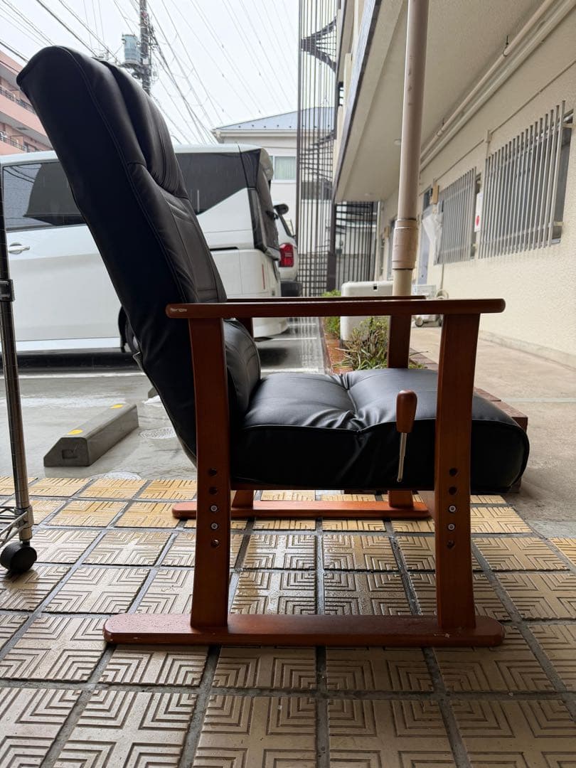 リクライニングチェア 木製フレーム ブラック