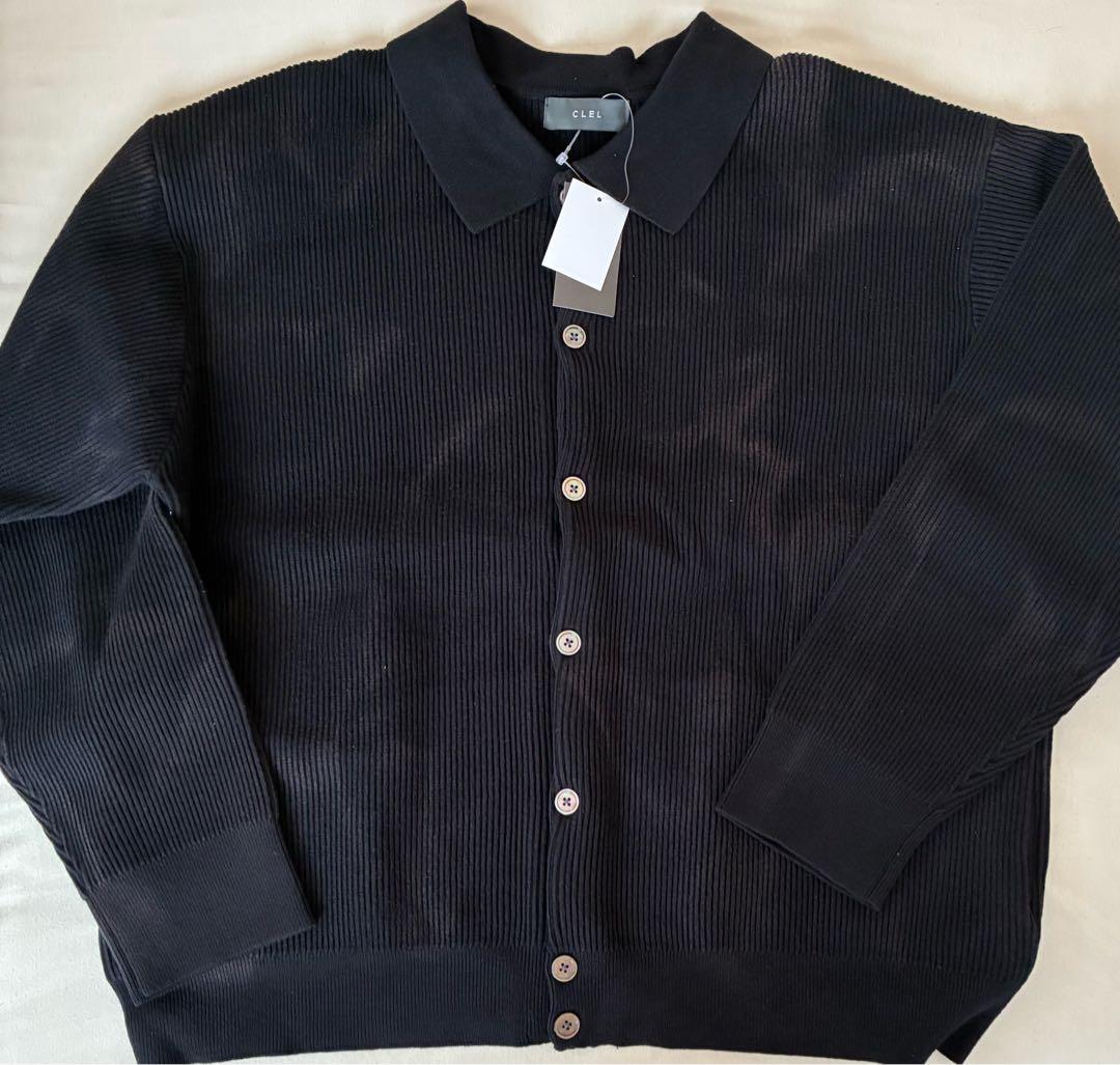 CLEL ベーシック/スプレー畦編みニットシャツカーディガン