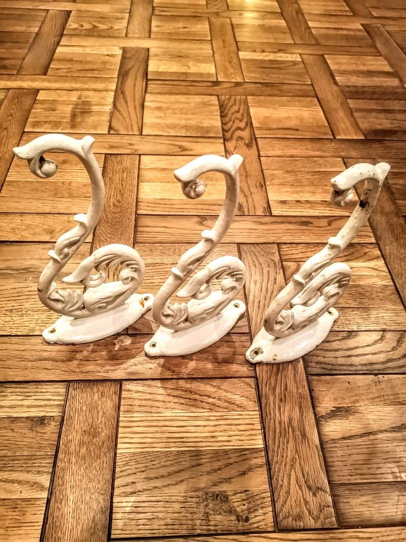 フランスアンティーク　フック3本セット