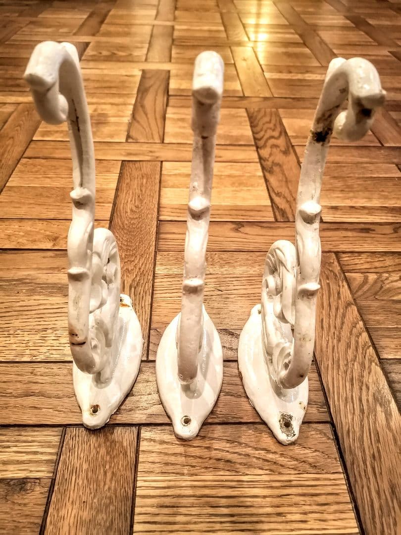 フランスアンティーク　フック3本セット