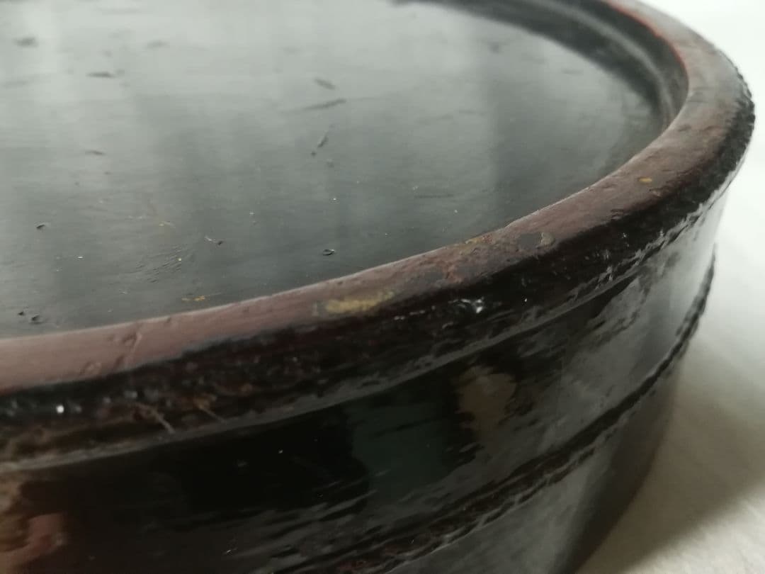 時代　漆塗　平桶　桶盆　盆
