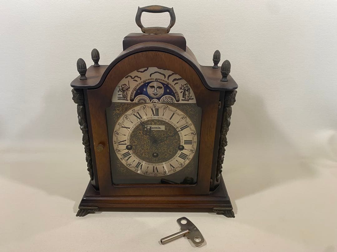 希少品　Hermle ゼンマイ式置き時計　ムーンフェイズ　ドイツ製
