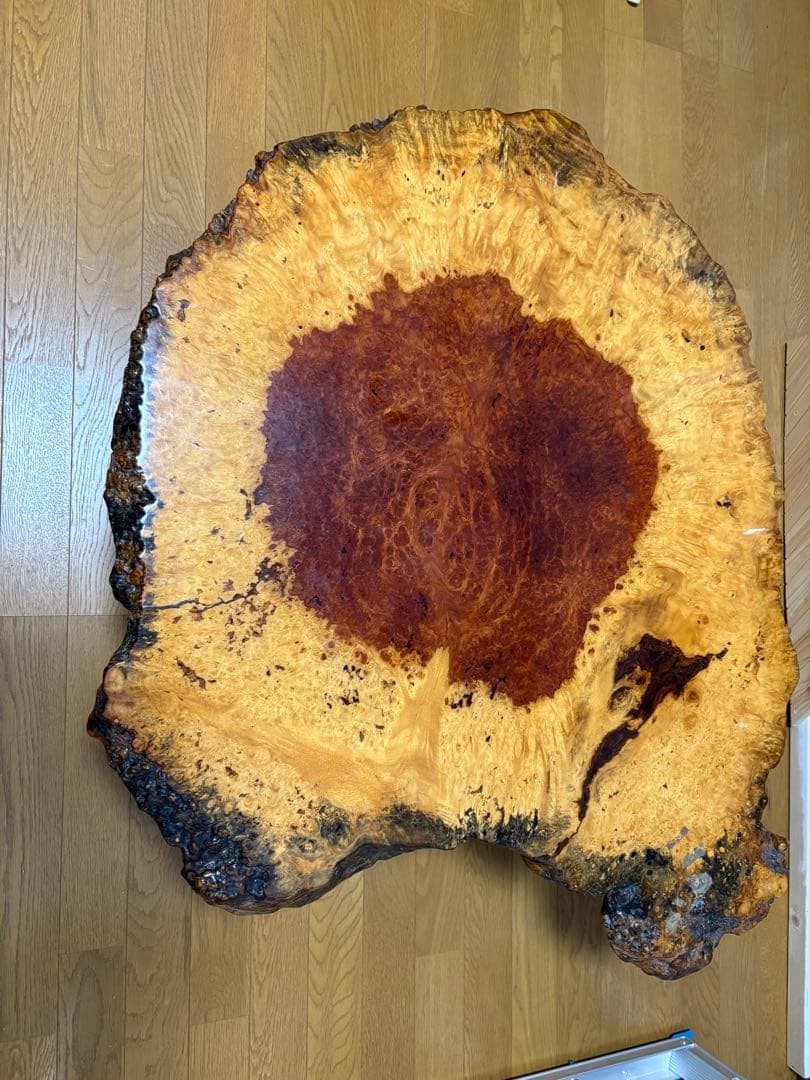ナチュラルウッド座卓 直径約100cm トチ？