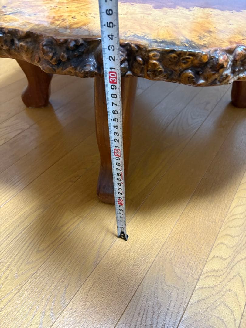 ナチュラルウッド座卓 直径約100cm トチ？