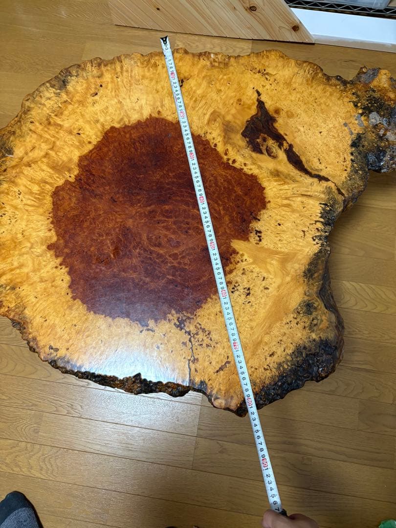 ナチュラルウッド座卓 直径約100cm トチ？