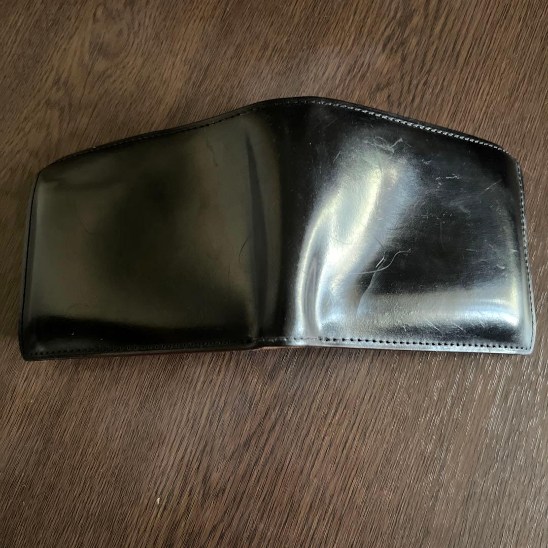 GANZO CORDOVAN 二つ折り財布 ブラック｜コードバン 良エイジング