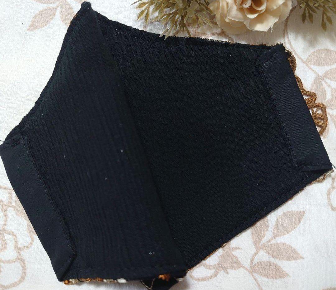 Ｎｏ．2281 金糸入り花柄チュールレース♡ハンドメイドマスク