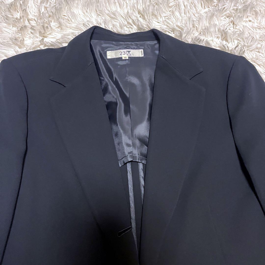 【大きいサイズ】23区 パンツスーツ セットアップ ブラック 50 シングル 黒