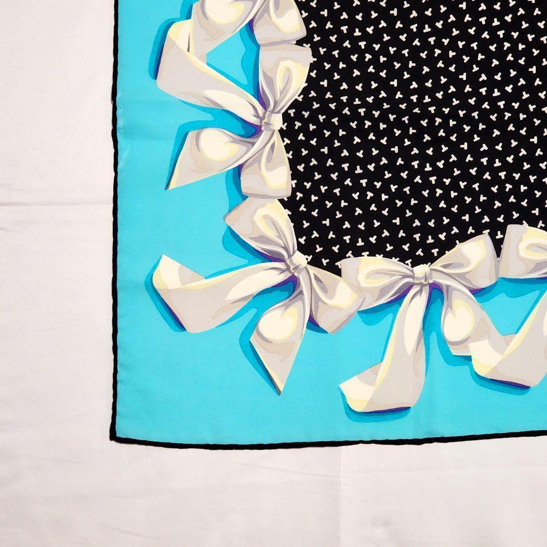 ☆Tiffany & Co.☆ スカーフ 大判 リボン Tロゴ スカイブルー