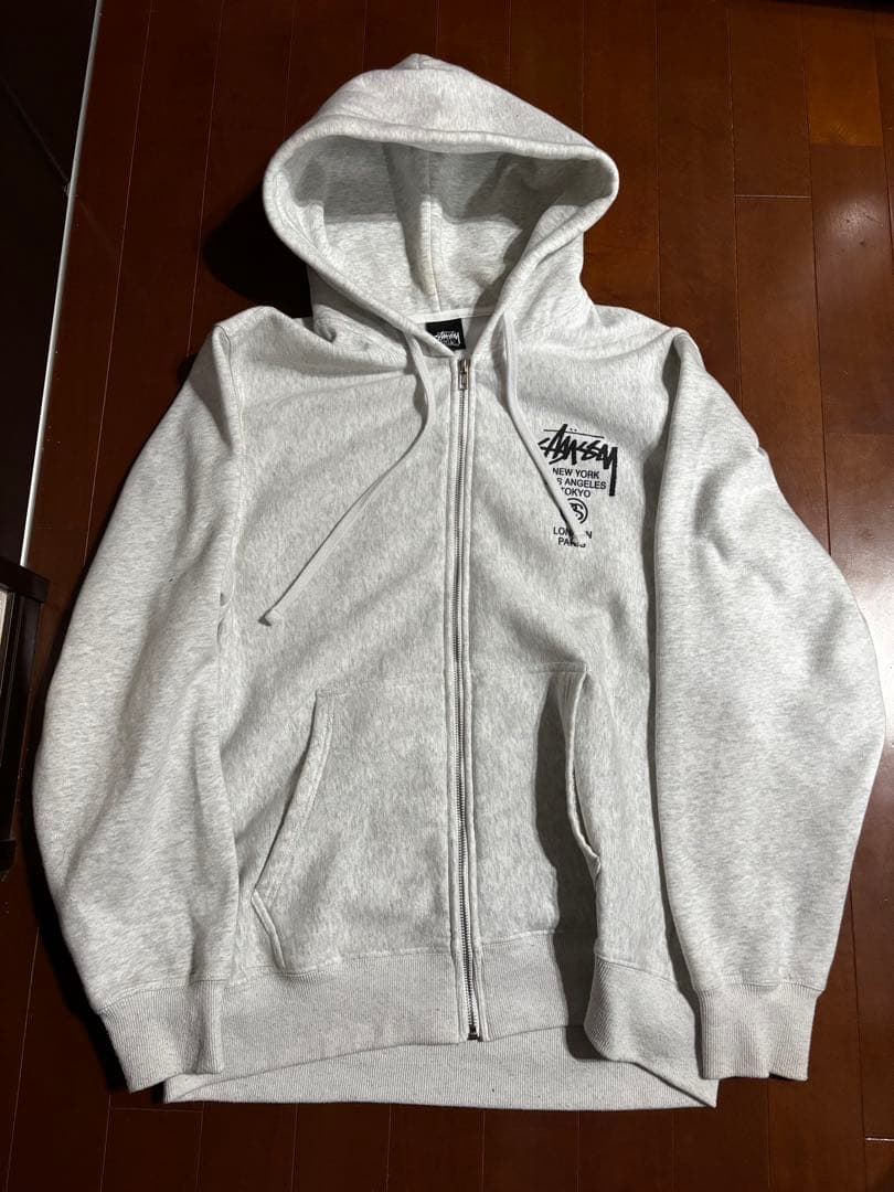 Stussy グレー ジップアップパーカー