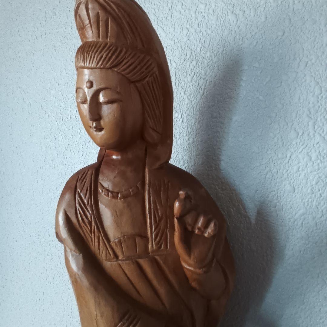 ✨木彫り鳳凰　観音菩薩仏像彫刻 約60cm