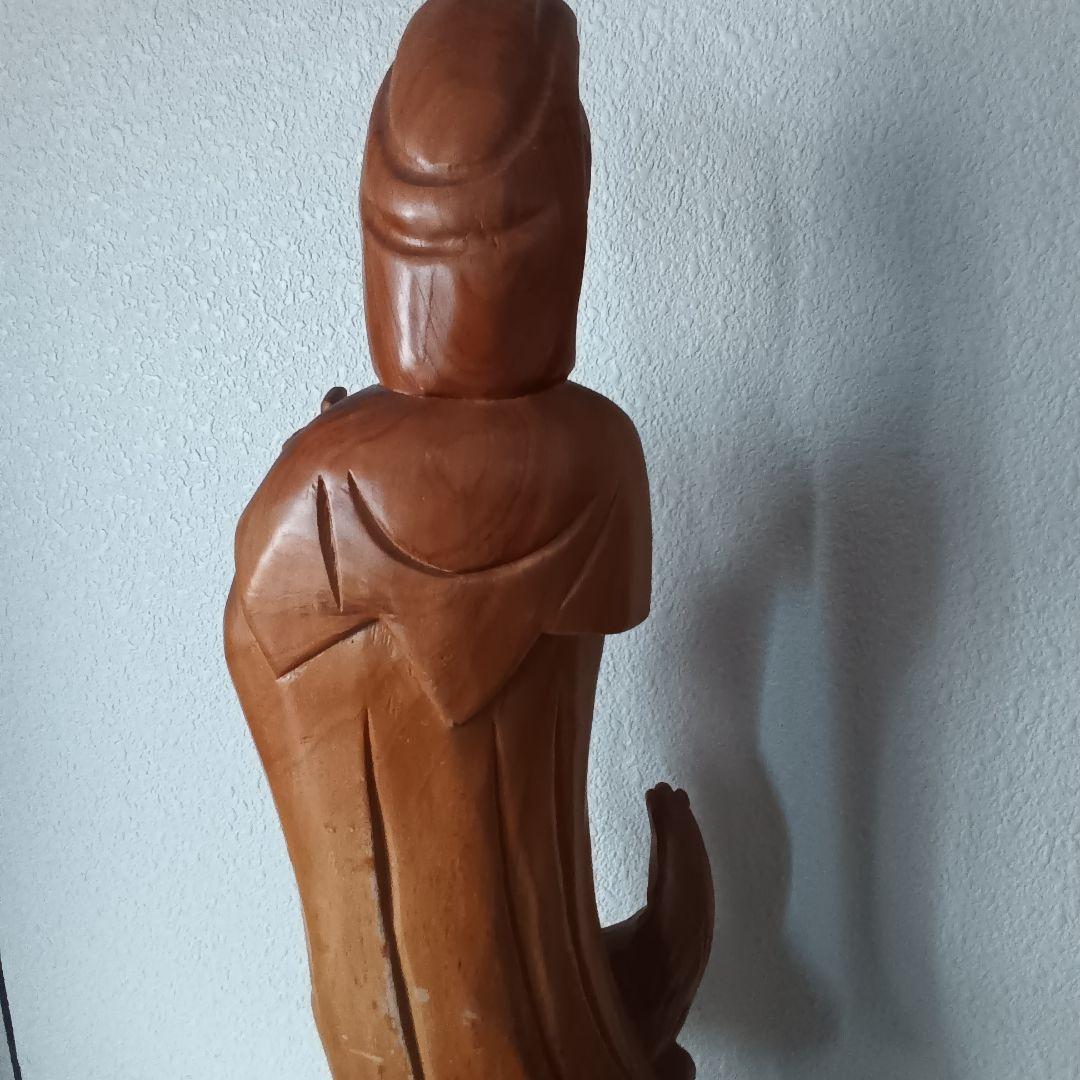 ✨木彫り鳳凰　観音菩薩仏像彫刻 約60cm