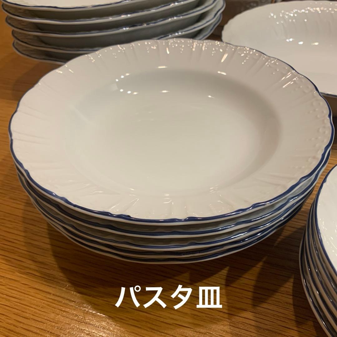 fancy CHINA 食器セット 31点 白 青縁 レトロ　大人数　パーティー