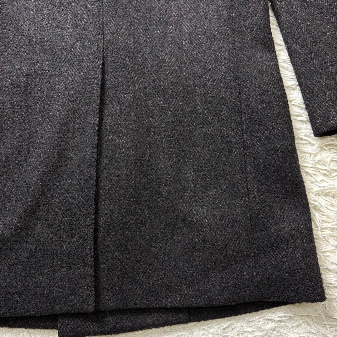 TAKEO KIKUCHI ダブルチェスターコート ヘリンボーン ブラウン 2