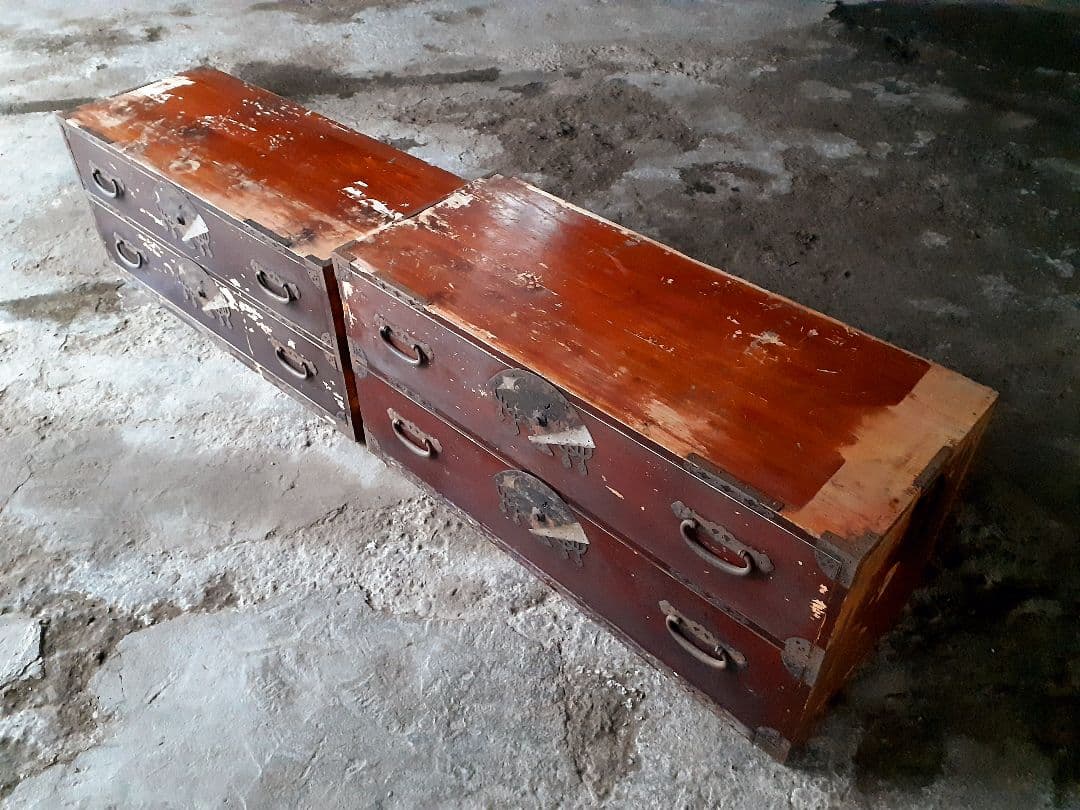 時代箪笥　和たんす　アンティーク　レトロ　古民家　扇型金具