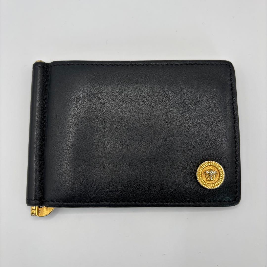 versace 二つ折り財布　マネークリップ　ブラック　メデューサ　ロゴ