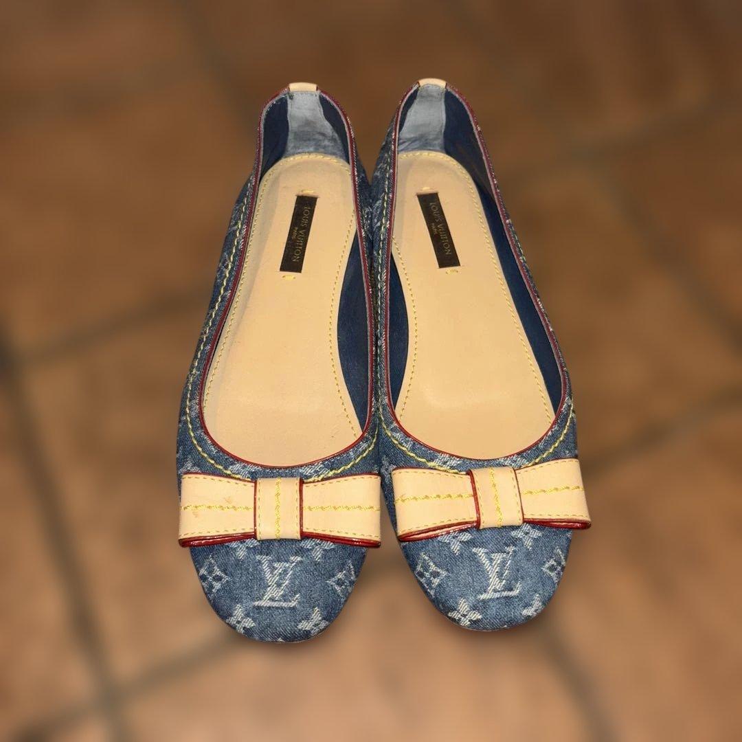 Louis Vuitton デニム リボン フラットシューズ