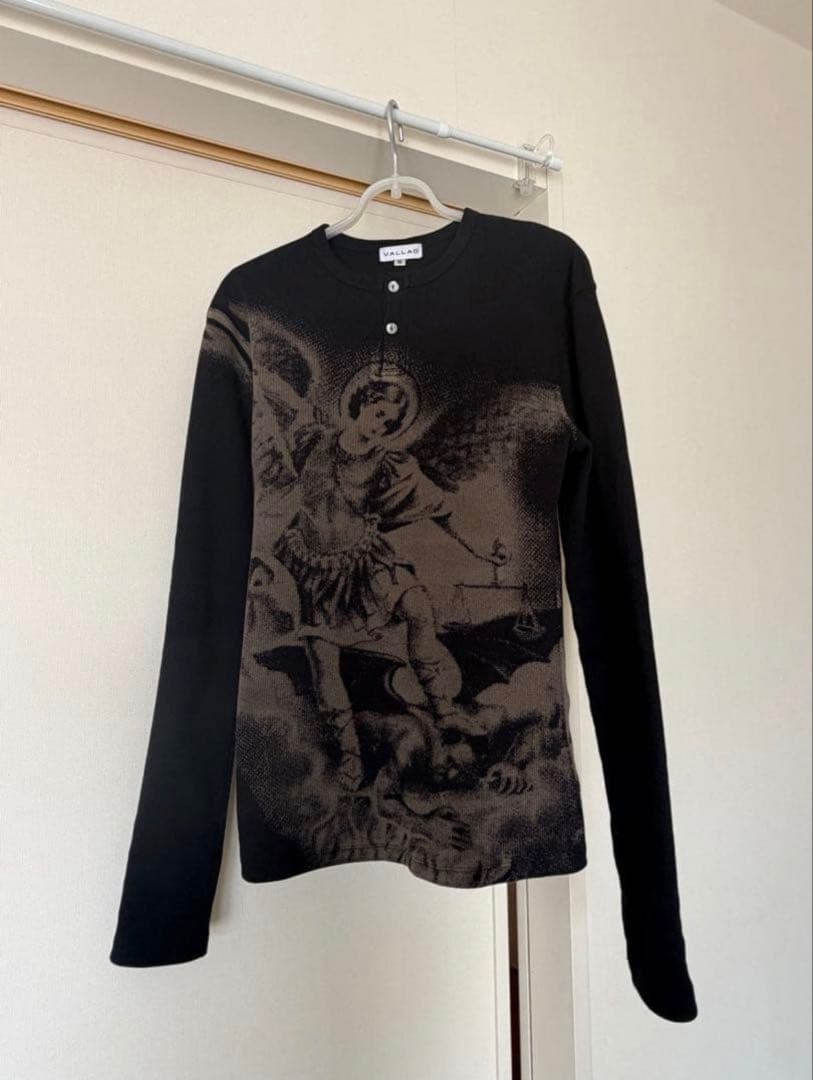 Vallad V.HENRY NECK L/S サーマル M ブラック Tシャツ
