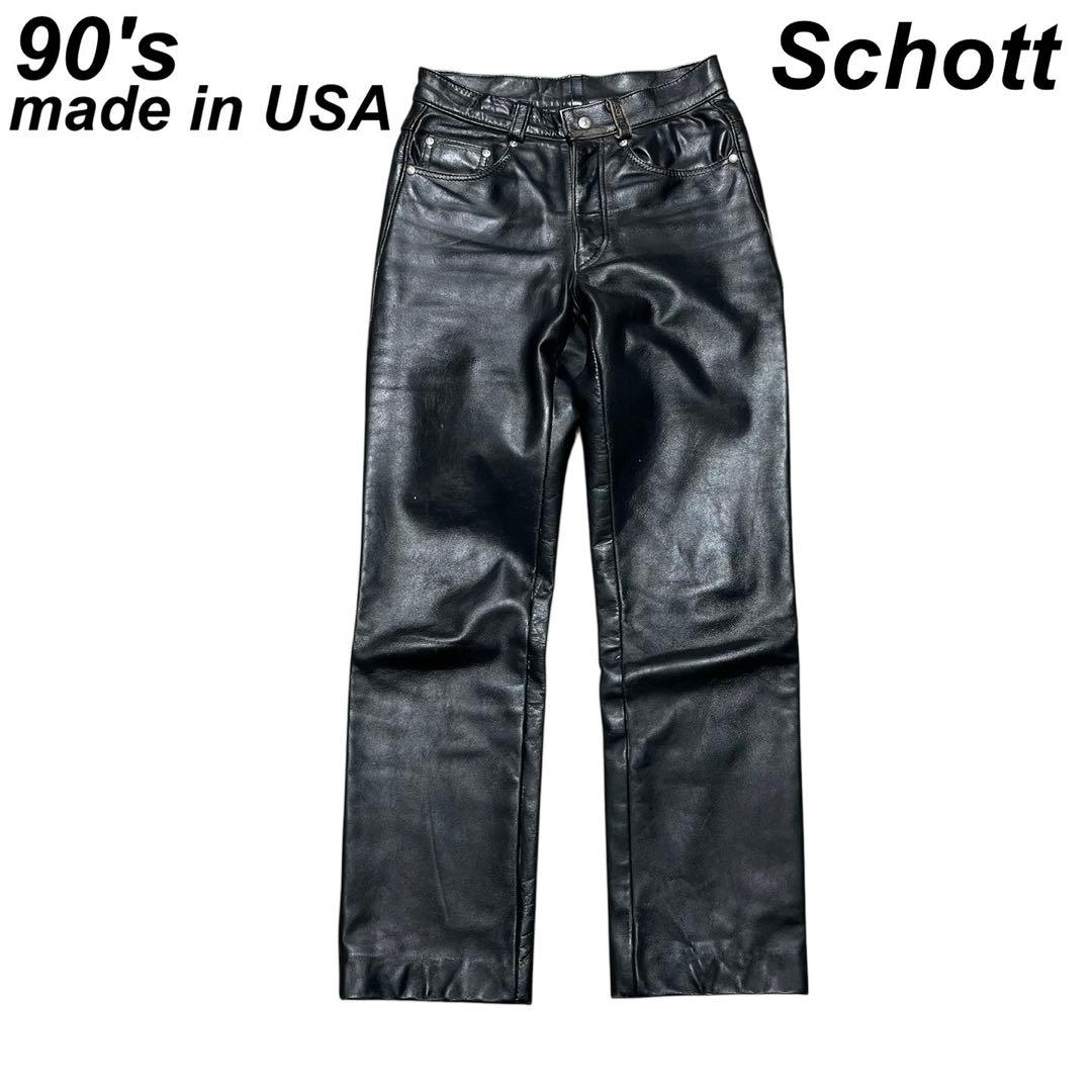 USA製 古着 90's ショット レザーパンツ カウレザー