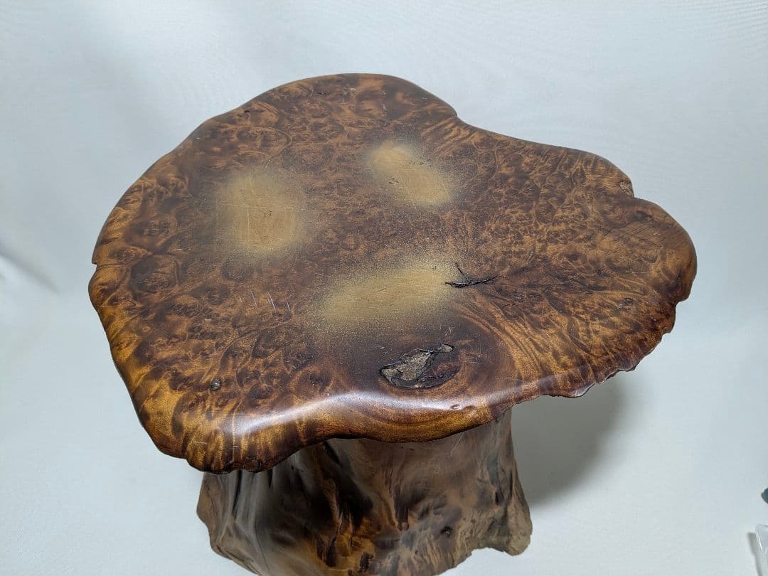 一点もの　天然木　銘木　テーブル　瘤杢　花台　アンティークインテリア 木製