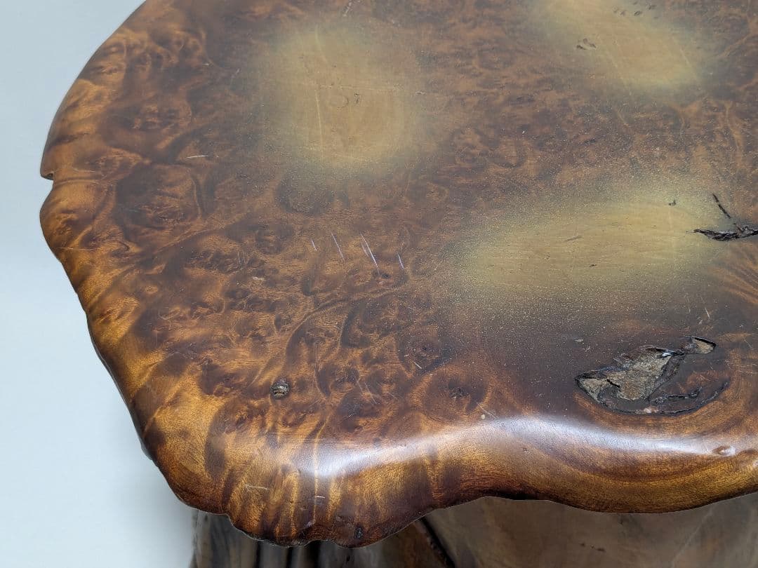 一点もの　天然木　銘木　テーブル　瘤杢　花台　アンティークインテリア 木製