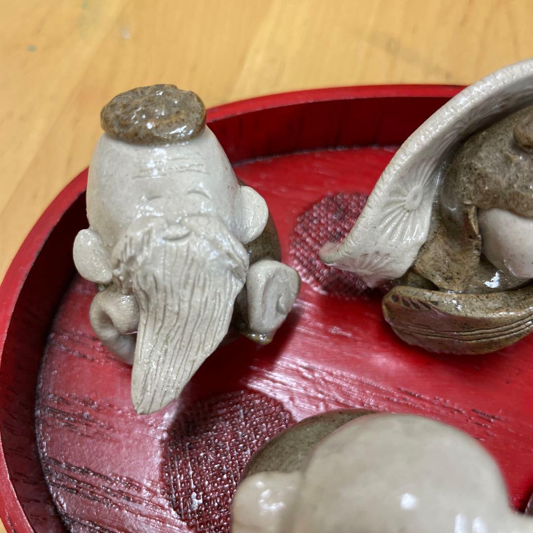 手造り　七福神　お盆付き