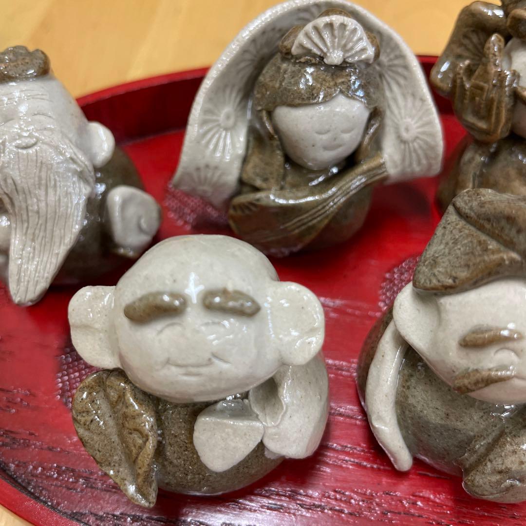 手造り　七福神　お盆付き