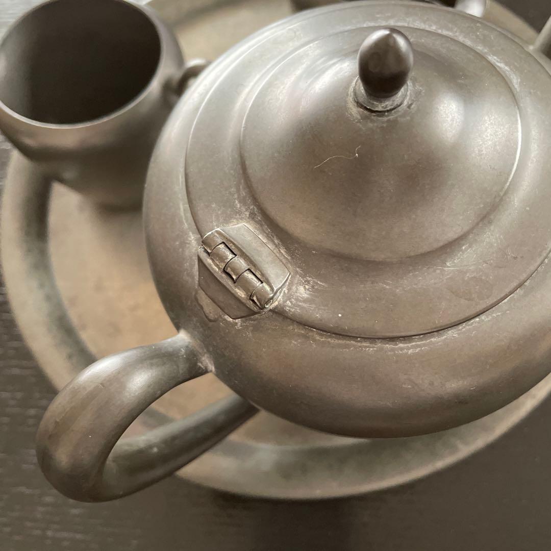 crescent pewter 社　ビンテージ　ピューター製ティーポットセット