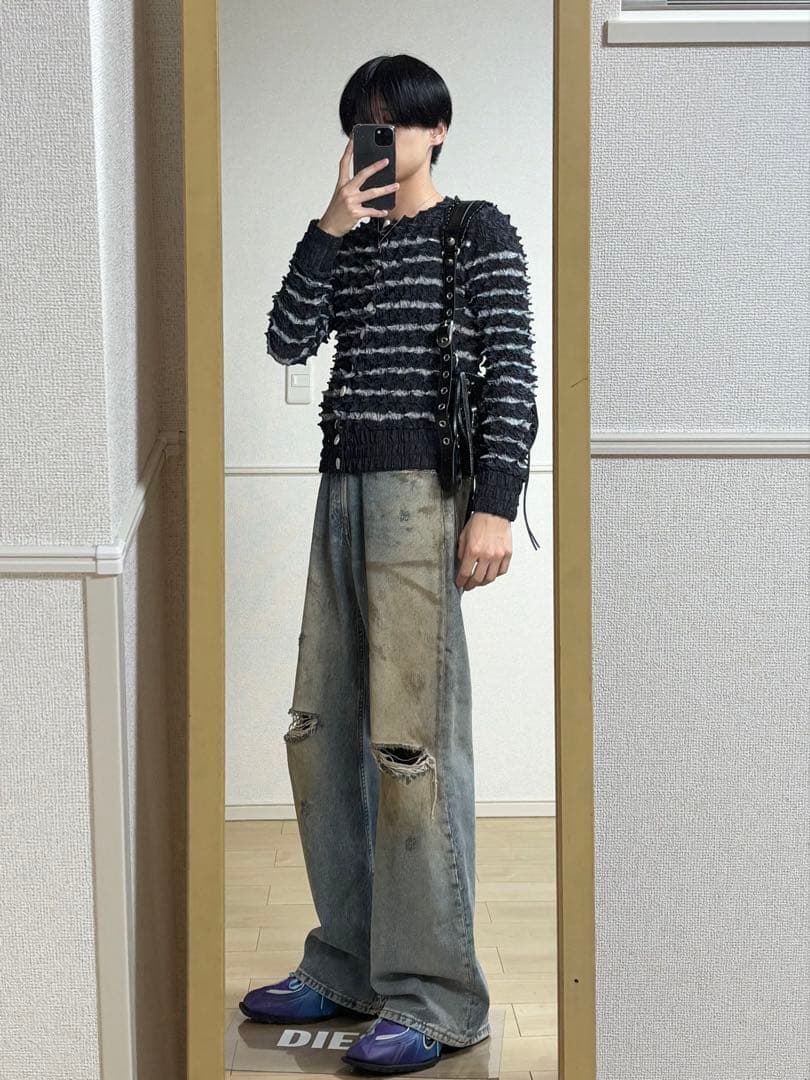 トップス MASU 25FW SPIKY PABLO CARDIGAN - NAVY 46